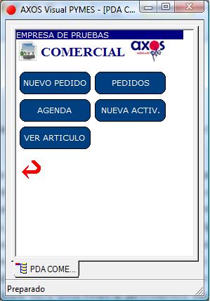 Pantalla de PDA Comercial