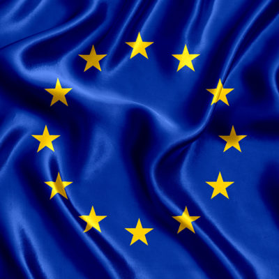 Flag of the European Union silk close-up